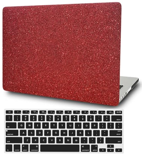 FFBOFFC Cover Compatible with MacBook Air 15 Inch Case 2024 2023 Release A3114 A2941 with Liquid Retina Display & Touch ID, Leather Hard Shell Case Cover & Keyboard Skin, Glitter Red