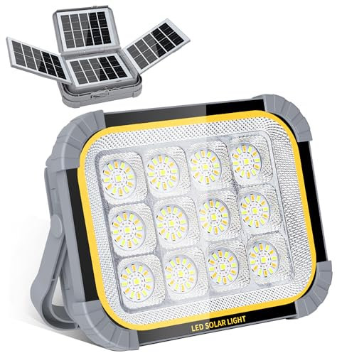 Lampe de travail rechargeable 100 W, lampes LED solaires de travail 10 000 lm, 12 000 mAh, lumière de travail étanche IP66, lumière de travail portable sans fil, pour le lieu de travail en plein air