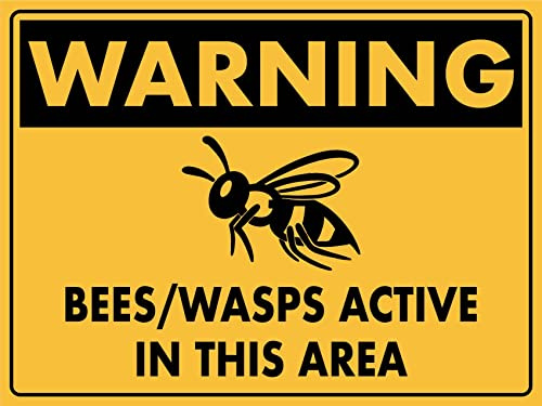 Metall-Blechschild mit Aufschrift Warning Bees Wasps Active In This Area, Warnschild für den Innen- und Außenbereich, 20,3 x 30,5 cm
