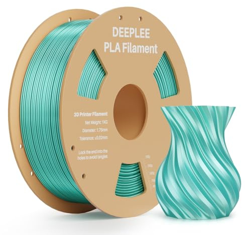 DEEPLEE Silk PLA Filament, Shiny Silk Mintgrün 1KG | Shiny Silk 3D Drucker Filament 1.75mm, Maßgenauigkeit +/- 0.02mm, 1kg(2.2lb) Spule,