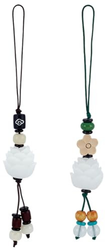 FINGERINSPIRE 2 Stück 2 Stile Kunstharz Lotusblume Handyanhänger 13.5x2cm Glücksbringer Handy Lanyard Dekoration Handygurt Für Handy Schlüsselanhänger Tasche