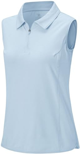 Rdruko Poloshirt Ärmellos Damen Golf Shirt Tennis Top Polohemd Sportshirt | Atmungsaktiv Polo Golfshirt Tennisshirt Tanktop Ohne Ärmel mit 1/4 Reißverschluss Schnelltrocknend Sport Oberteil