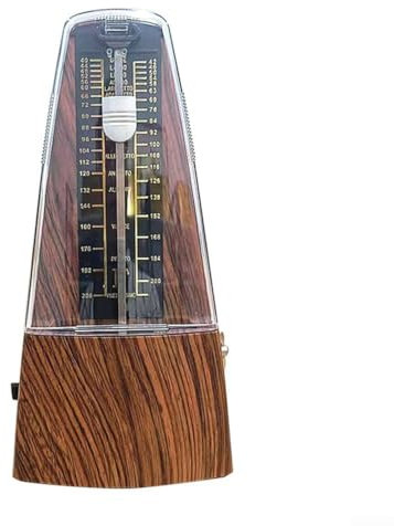 Mechanisches Metronom mit Glocke für Gitarre, Bass, Schlagzeug, Violine und Rhythmusübungen (Holzfarbe)