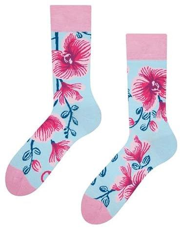 Dedoles Chaussettes Unisexe Homme Femme & Enfants beaucoup designs amusants gauche droite différent, couleur: Rose, motif: Orchidée, taille: 39-42