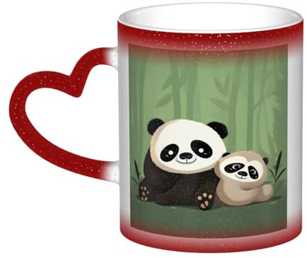 Tasse à café en céramique qui change de couleur à la chaleur - 11 oz - Adorable panda mignon - Tasse changeante de couleur dans le ciel - Tasses à café en céramique uniques - Un cadeau d'anniversaire