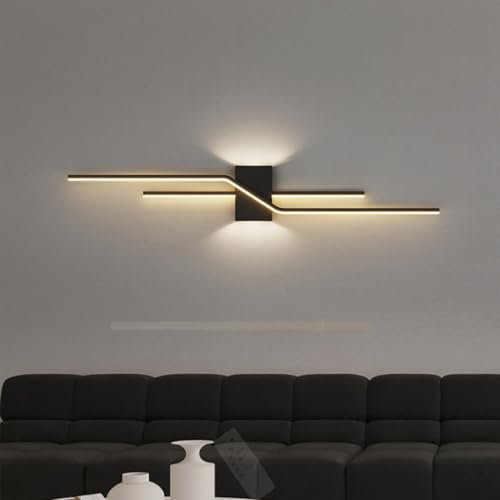 GZZBMY Wandleuchte LED Innen Mordern Wandlampe mit Fernbedienung Dekorative Wandleuchte Für Schlafzimmer Wohnzimmer Korridor Treppenhaus 3000K-6000K Minimalistisches Design (A,60CM)