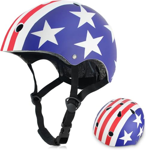 FYHART Casco da skateboard per bambini, ragazzi, ragazze e bambini, casco protettivo regolabile per ciclismo multisport, pattinaggio in linea, bicicletta, monopattino (Blu, M)