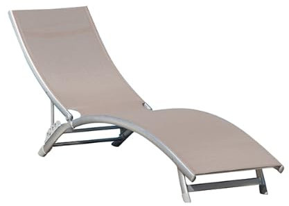 Maligi Home MG-Moscata Sonnenliege aus weißem Aluminium und Textilene, gepolstert, taupe