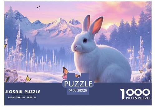 Puzzles Himalaya-Hase Mit 1000 Stücken Für Erwachsene,Winterlandschaft Anspruchsvolles Spielzeug Schnipselpuzzle, Intelligenz-Puzzle Home-Dekoration 38x26cm/1000pcs