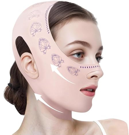 MKVZIYE V Gesichtsmasken, Wiederverwendbare V-Linienmaske,Doppelkinn Entferner Lifting-Maske,V-förmige Lifting Bandage, Doppelkinn Reduzierer für Straffung und Kontur