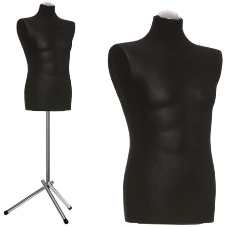DummyDoll Schneiderpuppe männlich Größe 50/52, Überzug schwarz, Dreibein + Kappe Chrom