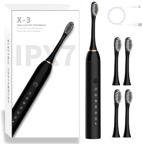 Elektrische Zahnbürste, Schallzahnbürste für Erwachsene und Kinder, Schallzahnbürsten mit 4 Bürstenköpfen 42000 VPM 6 Modi, Electric Toothbrush, Integrierter 2-Minute
