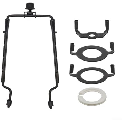 TDCuizent Verstellbarer Lampenschirm, Harfen-Set, 20,3 cm, Metall, Harfenständer für Tisch- und Stehlampen mit E26/E27-Satteladapter und E14-Konverter (schwarz)