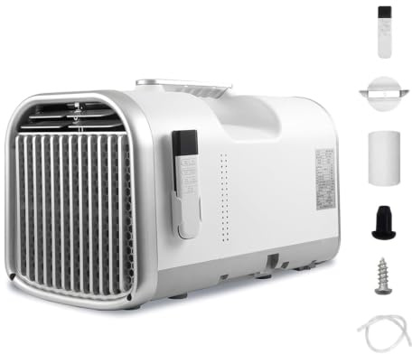 LURECAQING Climatiseur Mobile sans Aucune Installation requise, Silencieux 42dB, 16-32°c, Minuteur 12 h,sans unité extérieure avec poignée de Transport pour Camping pêche et Pique-Nique 4400BTU