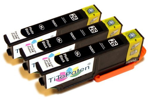 3X Epson Expression Premium XP 600 kompatible XL Druckerpatronen T 2631 - Photo Schwarz - Patrone MIT CHIP !!!