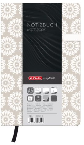 Herlitz 11369238 Notizbuch my.book Lady, Pure, mit Magnetverschluß, A5, 96 Blatt liniert