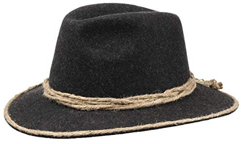 Hutshopping Almhut Wollfilz Tiroler Trachtenhut mit Kordelrand Oktoberfesthut (57 cm - anthrazit)