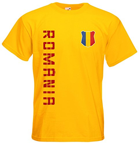 Rumänien Romania T-Shirt Name Nummer Fanshirt Trikot EM-2021 Gelb M