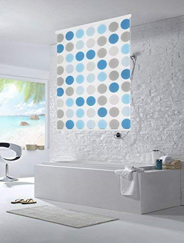 Rapid Teck Halb-Kassetten Duschrollo 120 cm x 240 cm in verschiedenen Designs - Duschvorhang mit Seilzug – moderner Badewannenvorhang – platzsparendes Duschvorhang Rollo