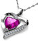 DEPHINI Cœur Rose Collier Argent 925 Pendentif en forme de cœur avec zircons blancs et rose Pierre porte-bonheur ornés de cristal de pour femme, argent sterling Chaîne de 45,7 cm