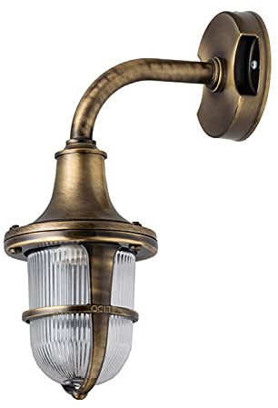 Wetterfeste Wandlampe SANTORIN Messing Glas Maritim IP64 Außenleuchte Haus Hof Haustür Terrasse