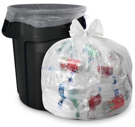 Lot de 100 sacs poubelle transparents de 60 gallons – 96,5 x 147,3 cm – 1,5 mil (équivalent) – Série CSR – Sacs poubelle industriels robustes pour le recyclage, les entrepreneurs, le stockage,