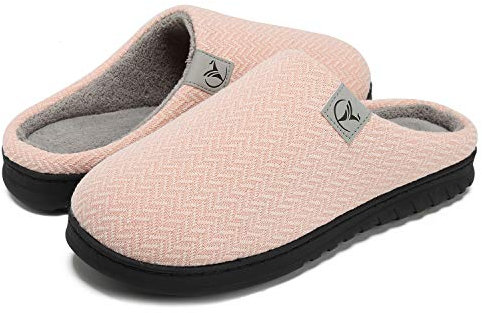 VIFUUR Femmes Pantoufles en Mousse À Mémoire Haute Densité Chaude Intérieur Extérieur en Laine comme Doublure Doublure Anti-dérapant À Glisser Chaussures Rose 36/37