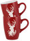 Two Red Stag Dishwasher Microwave Safe 310ml Stoneware Tea Coffee Mulled Wine Mugs - D8cm