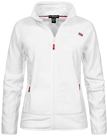 Geographical Norway Upaline Lady - Fleece Fine Frauen Warm Fermetur Zip - Jacke Herbst Winter Frühling Warm Frauen - Long Sleeve Pullover Pelz Weich Komfort Outdoor (Weiss weiss M-Größe 2)