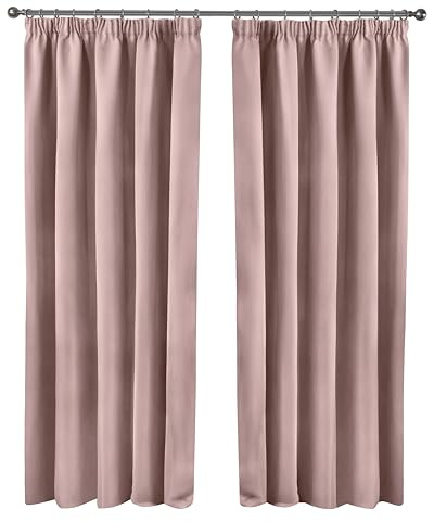 Emma Barclay Cali Curtains - Soft Plain Eyelet & Pencil Pleat Curtain Pair for Bedroom & Living Room (Blush Pink, W 66 x L 72 (2 Panels), Pencil Pleat)