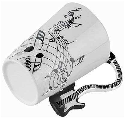 eKsdf Tasse à Café Amusante en Céramique Avec Poignée de Guitare Noire - Thé et Cacao - Cadeau Pour Hommes et Femmes (Type 1)