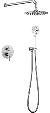 Colonna Doccia senza Miscelatore In Acciaio Inox Spazzolato Kit Doccia Incasso Set Doccia Completo Rotondo Ultra Sottile 8 pollici Bagno