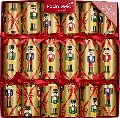 Robin Reed 6 X 12 inch Christmas Crackers - contains Nutcracker collectables - Nutcracker Ribbons (CCS21-08)