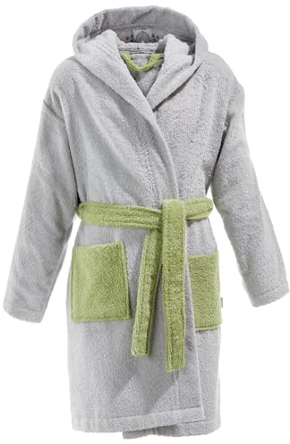 Erwin Müller Kinder Poncho mit Kapuze Tiger grau Größe 98/104 - kuschelweich, saugstark, angenehm wärmend