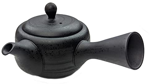 Kyusu - Tetera japonesa de cerámica Kyusu de 200 ml, con asa lateral y colador de acero inoxidable, tetera con una sola mano para preparar té verde, carbón