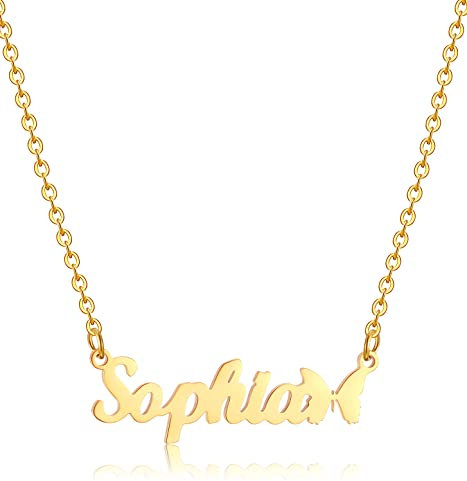 HSWYFCJY Collana Personalizzata con Nome, Collana con Nome Personalizzabile per Donna, Regalo di Gioielli in Argento/Oro/Oro Rosa