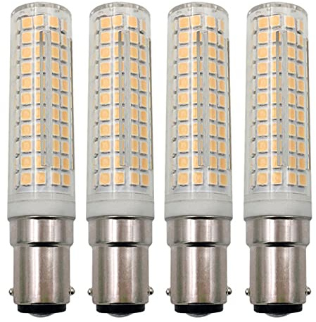 Lxcom Lighting BA15D LED Corn Bulb Dimmable 15W Double Contact Bayonet Base 136 LEDs 2835 SMD 120W Equivalent JD Type T3/T4 Halogen Bulbs Warm White 3000K for Sewing Machine Lamp Ceiling Fans, 4 Pack