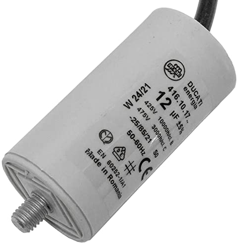 Lumonic Anlaufkondensator 416.10.17 B [inkl. Kabel 35cm] | Motorkondensator 12µF 400V 36x70mm I Kondensator im isolierten Kunststoffgehäuse