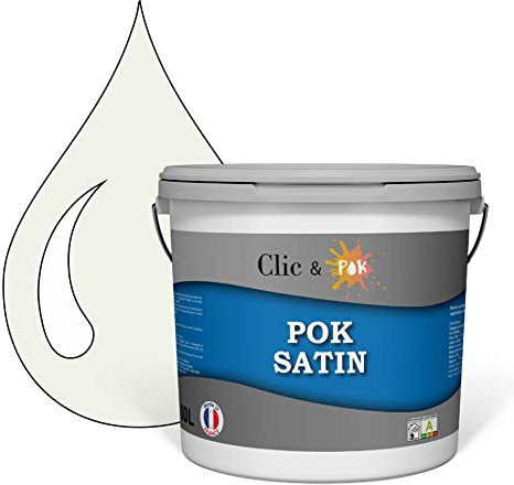 POK SATIN : Peinture Satin Lessivable Lune blanche 100m² - 10L