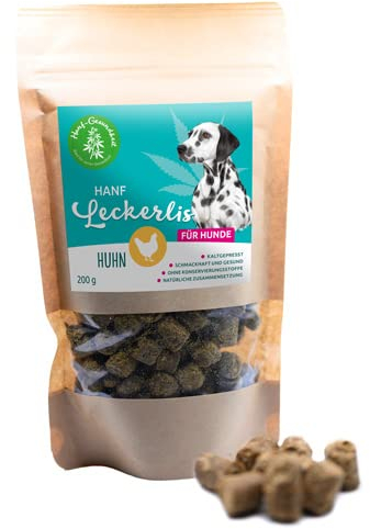 Hundeleckerli, Hanfeckerli, Hundesnack, Huhn Leckerei für Hunde - Huhngeschmack 200g-Hanföl für Hunde, Snack, 100% Natur