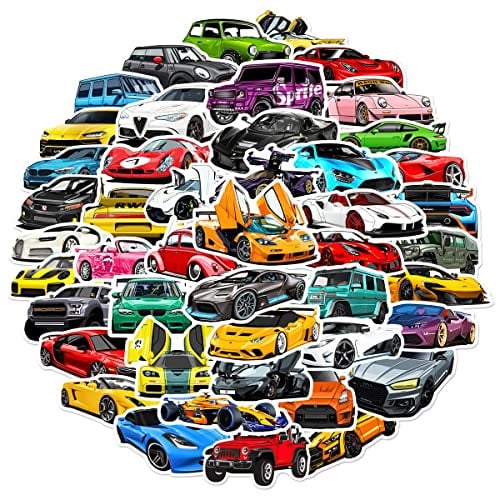 AUCEKO 50 Stück Klassische Autos Aufkleber Pack Vintage Car Sticker Set wasserdichte Vinyl Sticker für Laptop Kinder Autos Motorrad Fahrrad Skateboard Gepäck Koffer Computer Aufkleber Graffiti Decal
