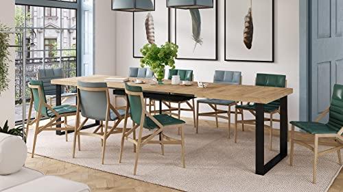 Mazzoni Design Esstisch Avella Tisch ausziehbar 160 bis 310 cm, Farbe:Eiche Gold - Schwarz matt