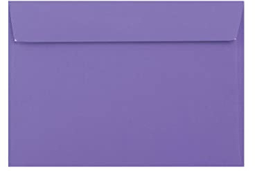 C5 (162x229mm) Coloured Envelopes for A5 Greeting Cards Wedding Invitations & Crafts Pack of 10 (Purple Peel & Seal)