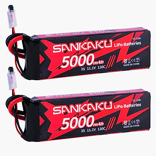 SANKAKU 130C 5000mAh RC Lipo Akku 3S 11,1V mit EC5 Stecker für RC Buggy Fahrzeuge Auto LKW Tank Boot Hobby 2 Stück