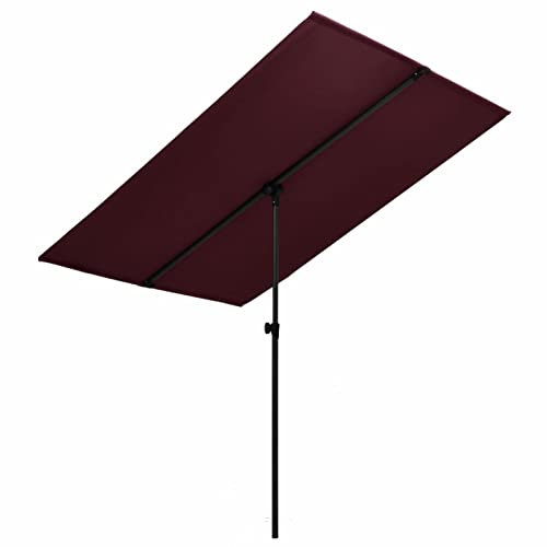 Homgoday Sonnenschirm für den Außenbereich, mit Aluminiumstangen, 180 x 110 cm, Bordeaux, Sonnenschirm für Garten, Strand, Angeln, Outdoor, winddicht, tragbar, für Balkon, Terrasse, Außenbereich,