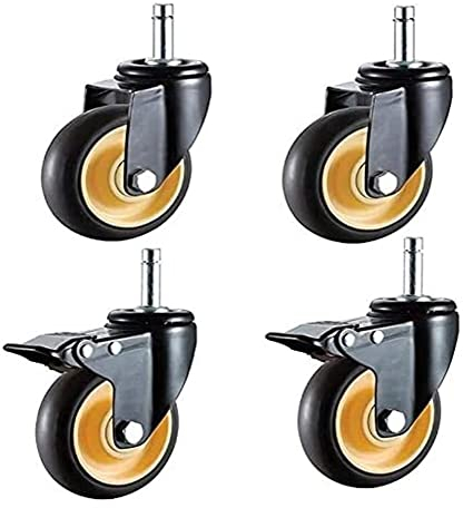 Bürorollen, 4 Vorbau-Hochleistungsrollen, geräuschlos, leises Rollen, industrielle Transportrollen (2 Universal, 2 Bremsen, 10,2 cm)
