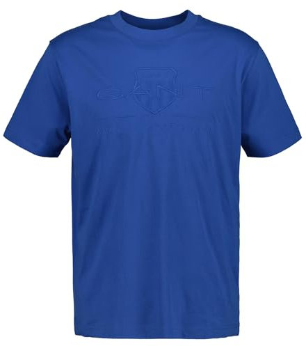 GANT Men's Reg Tonal Shield SS T-Shirt, Rich Blue, L