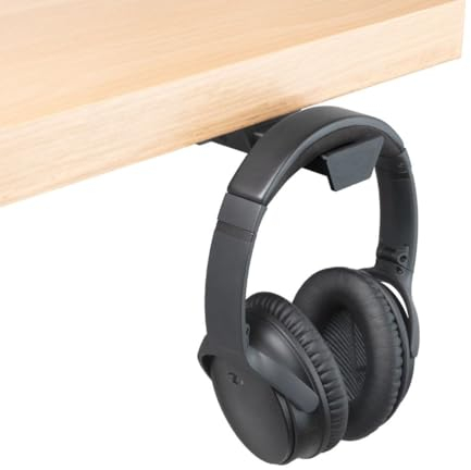 Fidly Kopfhörer Headset Halter Under Desk, Platzsparende Selbstklebende Kopfhörerhalter, Universal für Over Ear Kopfhörer und Gaming Headset (schwarz)