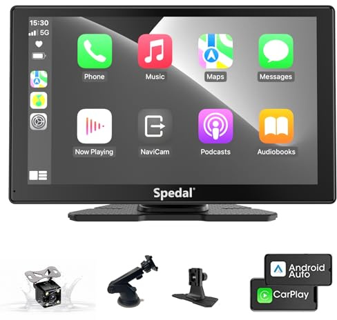 Spedal 9 Wireless CarPlay Screen with 1080P Backup Camera | Wireless Apple CarPlay & Android Auto｜Portable Car Stereo｜GPS Navigation｜Bluetooth Audio｜Mirror Link｜AUX/FM