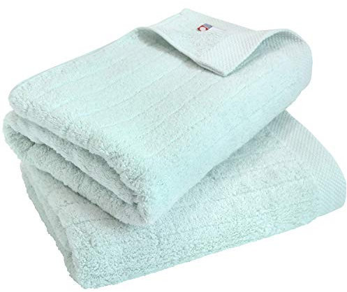 HIORIE Imabari Handtuch, 2-teiliges Badetuch-Set, japanische Handtücher, weiches und flauschiges Handtuch, luxuriöse Baumwolle, Aqua